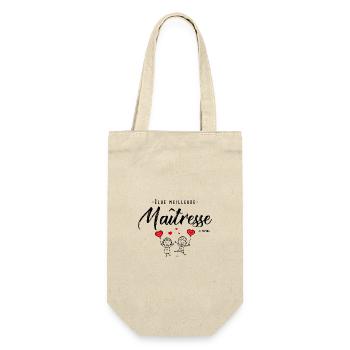 Cadeau personnalisé élue meilleure Maîtesse Enfant - Sac à bouteille - nature - Devant