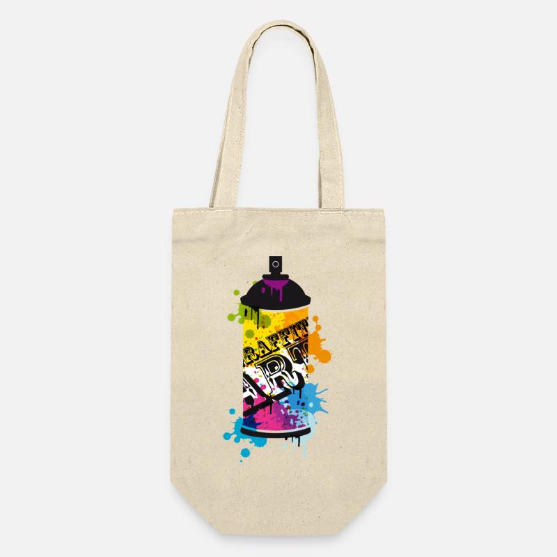 Spraydosen Graffiti - Geschenkbeutel für Flaschen - Natur