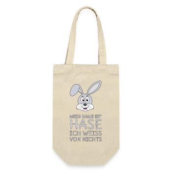 Mein Name ist Hase Ich weiß von nichts - Geschenkbeutel für Flaschen - Natur - Vorne