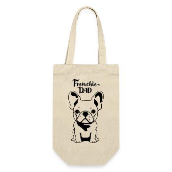 Frenchie Dad | Hundepapa | Französische Bulldogge - Geschenkbeutel für Flaschen - Natur - Vorne