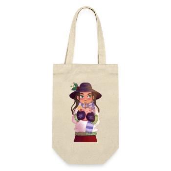 Weihnachtsmarkt Manga Mädchen - Geschenkbeutel für Flaschen - Natur - Vorne