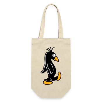 Pinguin läuft ulkig dumm guckt lustig doof albern - Geschenkbeutel für Flaschen - Natur - Vorne