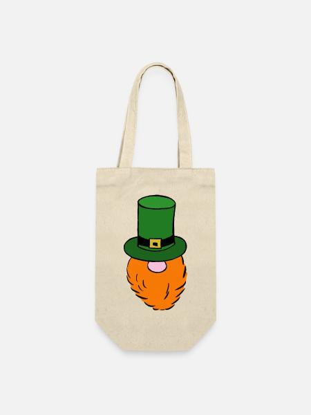 Grüner Leprechaun Hut - Geschenkbeutel für Flaschen - Natur