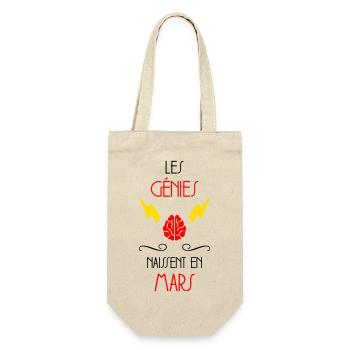 Les Génies Naissent en Mars Cadeau Bébé - Sac à bouteille - nature - Devant
