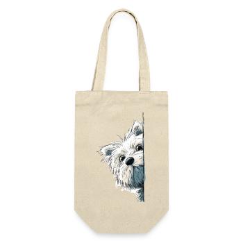 Peeking Westie Terrier Cute Dog Lover Merch - Gift Bag for Bottles - nature - Front