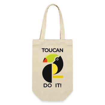 Abstrakter Tukan TOUCAN DO IT - Geschenkbeutel für Flaschen - Natur - Vorne