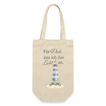 Für Dich lass ich das Licht an - Geschenkbeutel für Flaschen - Natur - Vorne