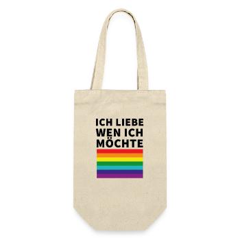 Ich liebe wen ich möchte Pride Flagge - Geschenkbeutel für Flaschen - Natur - Vorne