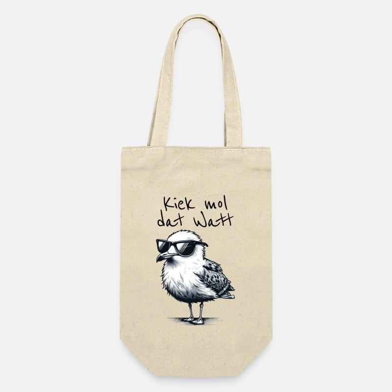 Kiek mol dat Watt Wattwanderer Möwe Spruch - Sac à bouteille - nature
