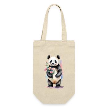 Panda with Flowers - Watercolor - Gift Bag for Bottles - nature - Front