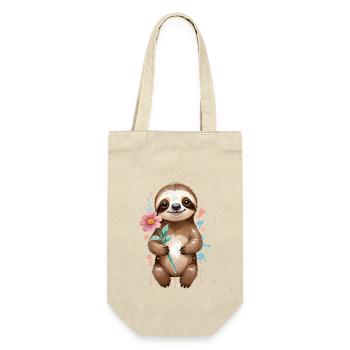 Flower Power Sloth - Watercolor - Gift Bag for Bottles - nature - Front