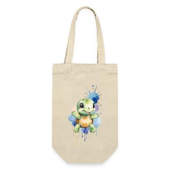Tortue Kawaii - Aquarelle - Sac à bouteille - nature - Devant