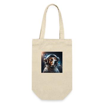 Astronauten Hund, Weltraum, Raumfahrt, Mond, Welta - Geschenkbeutel für Flaschen - Natur - Vorne