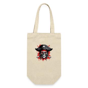 Piratenschädel mit Dreispitz und Blutspritzern - Geschenkbeutel für Flaschen - Natur - Vorne