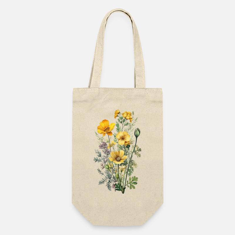 Beau bouquet d’herbier de fleurs bohèmes jaune - Sac à bouteille - nature