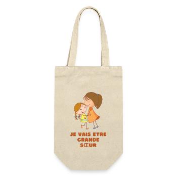 Ich werde eine große Schwester sein - Geschenkbeutel für Flaschen - Natur - Vorne