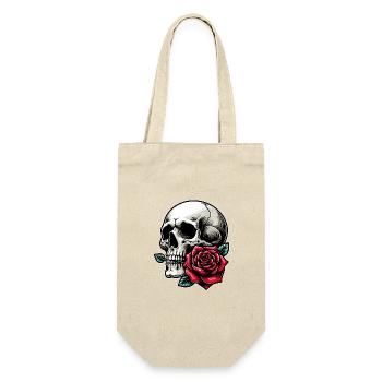 Skull with rose between the teeth - Gift Bag for Bottles - nature - Front