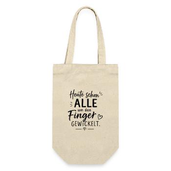 Heute schon alle um den Finger gewickelt - Geschenkbeutel für Flaschen - Natur - Vorne