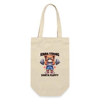 Kinda Strong Sorta Fluffy – Sweet Fitness Bear - Gift Bag for Bottles - nature - Front
