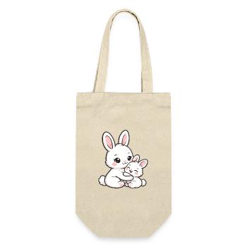 Maman Lapin câline son adorable bébé - Sac à bouteille - nature - Devant