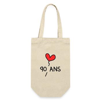 90 JAHRE. 90-jähriges JUBILÄUM. JUBILÄUM 90 JAHRE. 90 - Geschenkbeutel für Flaschen - Natur - Vorne