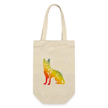 German Shepherd Hund Bunt - Geschenkbeutel für Flaschen - Natur - Vorne