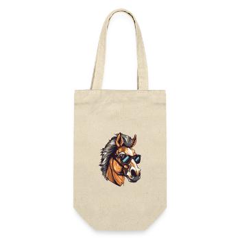 Pferd Hipster Cool Party - Geschenkbeutel für Flaschen - Natur - Vorne