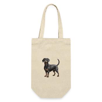 Dachshund Tier Dackel - Geschenkbeutel für Flaschen - Natur - Vorne