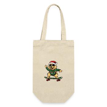 Golden Retriever Dog Christmas Skateboard - Gift Bag for Bottles - nature - Front