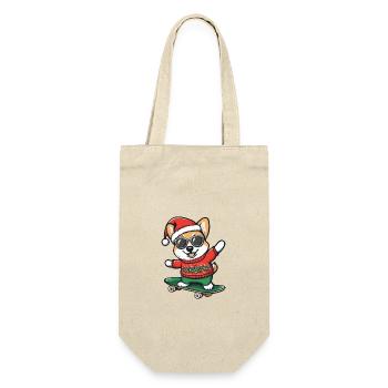 Corgi Dog Christmas Skateboard - Gift Bag for Bottles - nature - Front