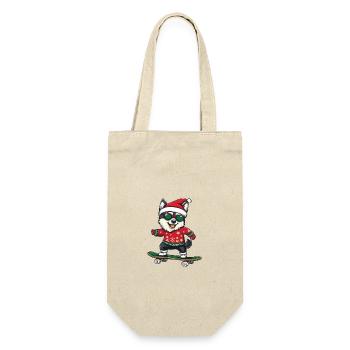 Husky Dog Christmas Skateboard - Gift Bag for Bottles - nature - Front