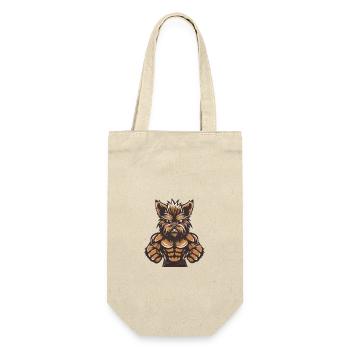 Yorkshire Terrier Dog Muscles Fitness - Gift Bag for Bottles - nature - Front