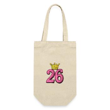 26 Zahl Krone - Geschenkbeutel für Flaschen - Natur - Vorne