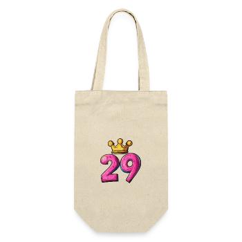 29 Zahl Krone - Geschenkbeutel für Flaschen - Natur - Vorne