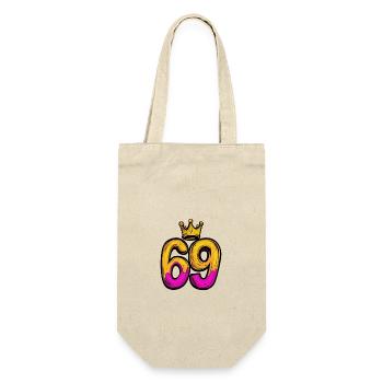 69 Zahl Krone - Geschenkbeutel für Flaschen - Natur - Vorne