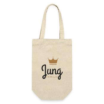 Jung-Familie - Geschenkbeutel für Flaschen - Natur - Vorne
