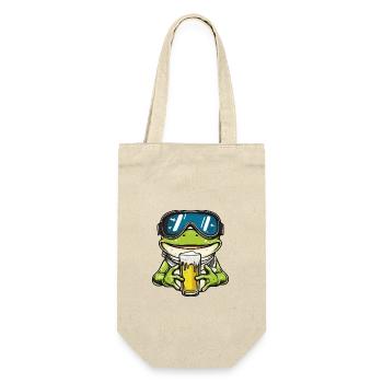 Frosch Ski Bier - Geschenkbeutel für Flaschen - Natur - Vorne