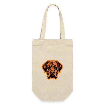 Mastiff Hund Kopf - Geschenkbeutel für Flaschen - Natur - Vorne