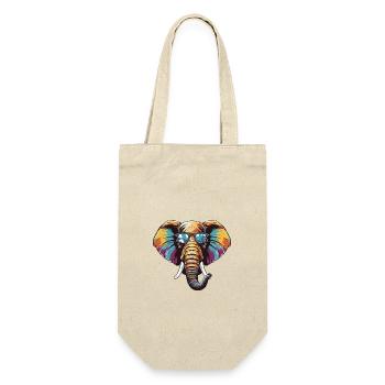 Elefant Hipster Cool Party - Geschenkbeutel für Flaschen - Natur - Vorne