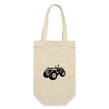 Traktor Fahrzeug - Geschenkbeutel für Flaschen - Natur - Vorne