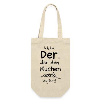 Der den Kuchen zuerst aufisst Geschenk - Geschenkbeutel für Flaschen - Natur - Vorne