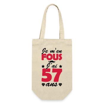 je m en fous j ai 57 ans / anniversaire 56 ans - Sac à bouteille - nature - Devant