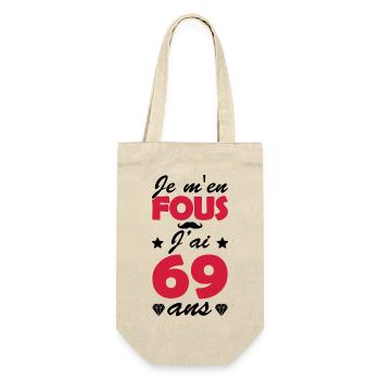 j ai 69 ans / cadeau anniversaire 69 ans - Sac à bouteille - nature - Devant
