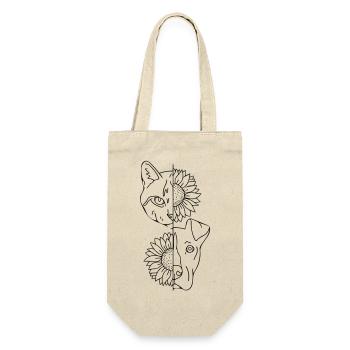 Katze und Hund - Geschenkbeutel für Flaschen - Natur - Vorne