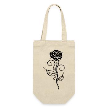 Schwarze Rose Ornament Gothic - Geschenkbeutel für Flaschen - Natur - Vorne