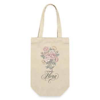 Flora Pfingstrosen Strauß Vintage - Geschenkbeutel für Flaschen - Natur - Vorne
