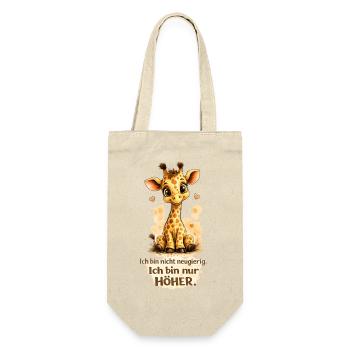 Kuschelige Giraffe – Neugier ist höher - Geschenkbeutel für Flaschen - Natur - Vorne