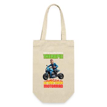 Ich brauche keine Therapie, ich fahre Motorrad - Geschenkbeutel für Flaschen - Natur - Vorne