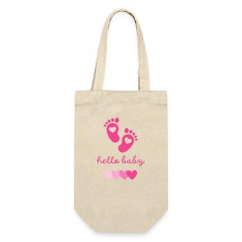 hello baby rosa - Geschenkbeutel für Flaschen - Natur - Vorne