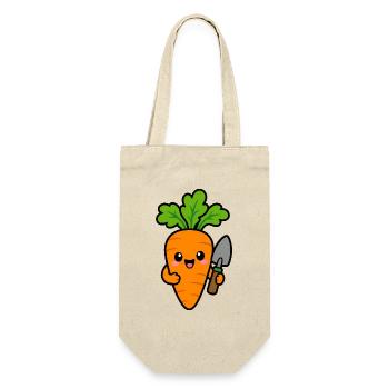 Karotte mit Gartenschaufel Cartoon - Geschenkbeutel für Flaschen - Natur - Vorne